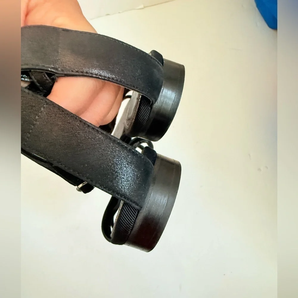 Chanel Black Metallic Grey Pearl stone embellished gladiator flat sandals EU38.5